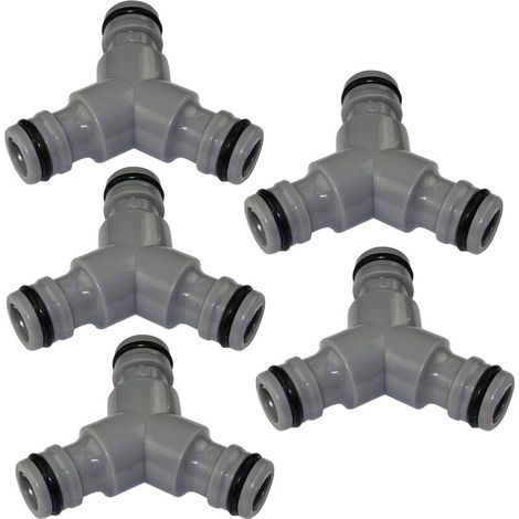 ZOLGINAH C47466 - Confezione da 5 connettori a Y a 3 vie da 1/2" per tubo da giardino - Adattatore/separatore rapido per 3 tubi di irrigazione - Realizzato in plastica ABS (1/3)