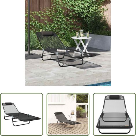 Gartenliege - Klappbare Sonnenliege Schwarz 182 x 55 x 85,5 cm Textilene (1/5)
