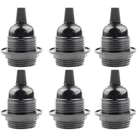 6pcs Douille E27 Noir,Douille E27 a Visser en Plastique,Abat-jour Bague Connecteur Adaptateur Base,Support de Lampe de Rechange,pour Lampe de Table,Lampadaire ou Plafonnier (1/5)