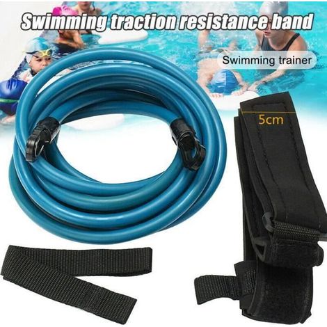 Ensemble de ceinture de résistance à la natation Bande d\'entraînement pour la natation Ceinture élastique-6x10x400mm-BLEU QUIKF17272 (1/4)