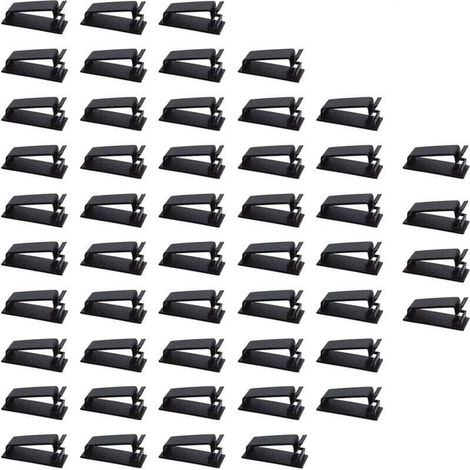 Lot de 50 Clips Adhésifs pour Câbles Organiseur Gestion Télévision Ordinateur Bureau Support Acrylique