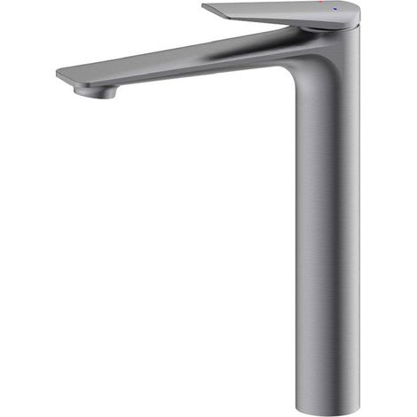 Grifo para lavabo alto de cobre, diseño elegante, doble mando, color gris (1/5)