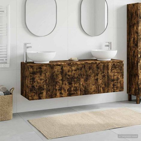 vidaXL Bathroom Cabinet Set 3 pcs Smoked Oak 161.5 x 44.5 x 80 cm (1/5)