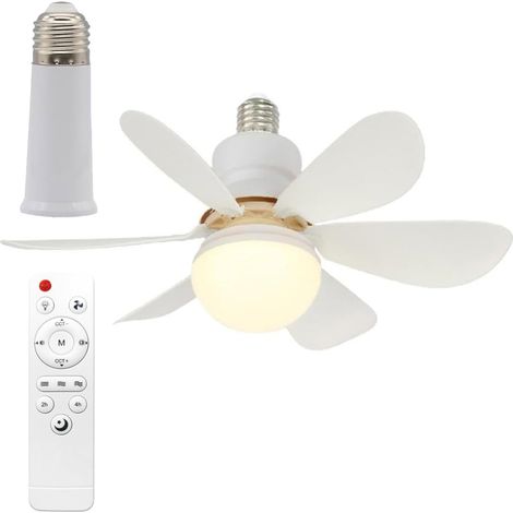 (Doublon identique) Générique Lampe Ventilateur de Plafond avec Douille E27 (85-265V) – Éclairage Silencieux – Télécommande – 3 Vitesses & 3 Températures de Couleur – 30 W (Chambre/Salon/Bureau) (1/5)
