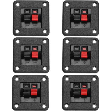 Lot de 6 connecteurs de bornes pour haut-parleurs stéréo, plaque de câblage et interrupteur.-4.2x4.2cm-Black (1/3)