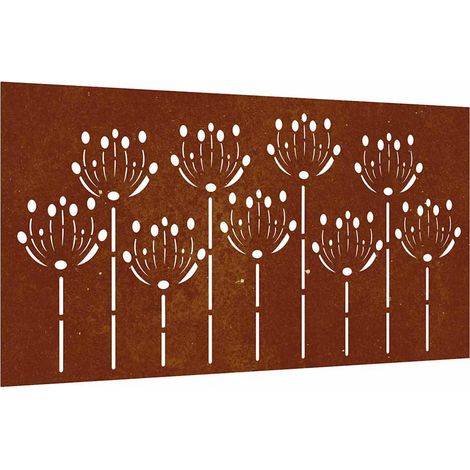 Décoration murale jardin 105x55 cm acier corten design de fleur (1/5)