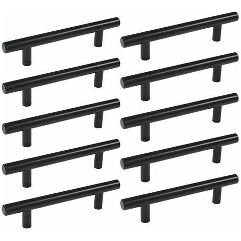10pcs 160mm T Bar Stick Kitchen Cabinet Door Handles Cupboard Drawer Bedroom Furniture Pull Black (1/3)