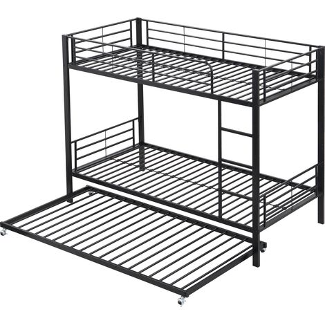 Litera de metal negro con cama nido de 90 x 200 cm y 90 x 190 cm (1/5)