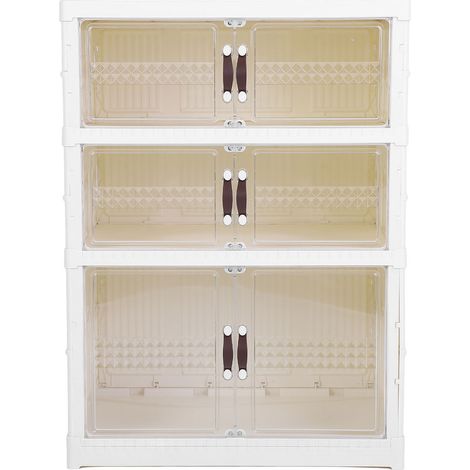 Bac de rangement pour chaussures pliable et transparent, type tiroir, épais, gain de place, anti-poussière, pour vêtements et jouets. 1 grand modèle, 2 petits modèles. (1/5)
