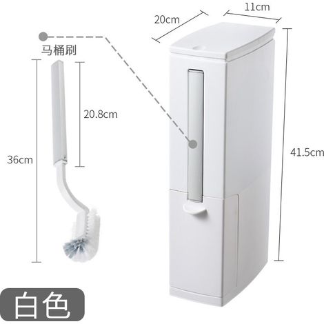 Toilettenbürsten-Set, Kunststoff-Badezimmerabfalleimer, Küchenmülleimer, Mülleimer, Haushaltsmülleimer, Reinigungswerkzeug, weiß