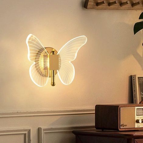 LED Butterfly Wall Light, 10W Butterfly Wall Sconce, LED Wall Light Fixture for Bedrooms, Dining Rooms, Kitchens, and Home Decor - Tricolor Light (1/5)