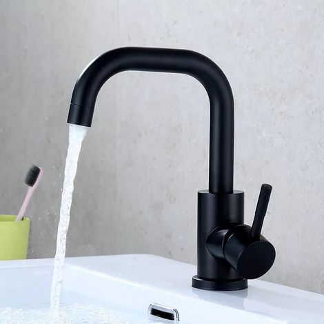 Robinet Mitigeur de Cuisine, Bec Court Pivotant Eau Chaude et Froide, pour Évier et Lavabo de Salle de Bain, Installation Facile (1/4)