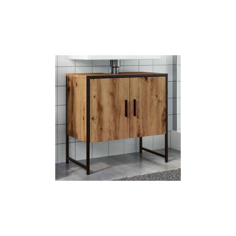 Armoire lavabo de salle de bain chêne artisanal 60x33x60