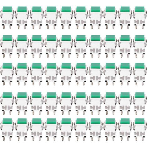 50 boutons-poussoirs autobloquants à 6 broches, de précision et stables, verts, 5 V (1/5)