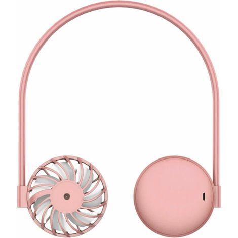 Mini ventilateur de cou suspendu réglable paresseux portable (rose)