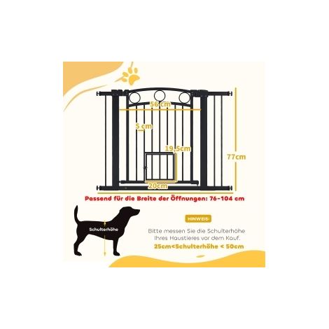 Cancelletto di sicurezza per animali 77 cm in metallo nero, larghezza regolabile – MEUBLIV (1/5)