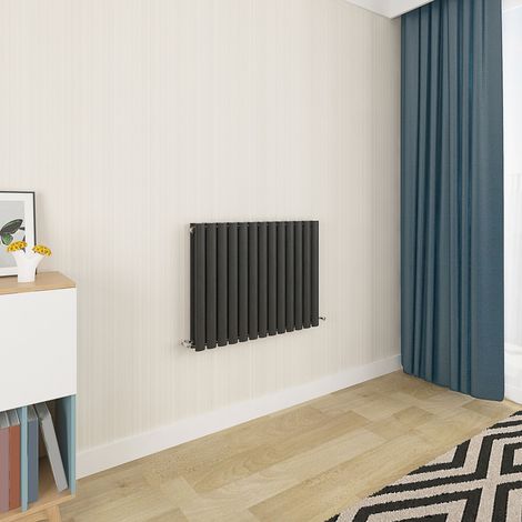 Acezanble Black Oval Column Radiator 600 x 767mm Double Panel