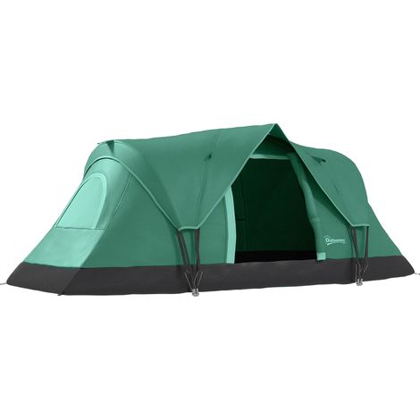 Tienda de campaña familiar para 5-6 personas - impermeable, ligera, tipo túnel con ventilación - puerta grande + 2 ventanas verdes