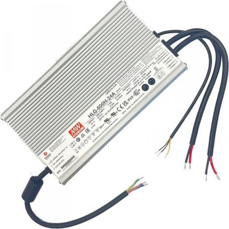 MW MEAN WELL HLG-600H-24A Alimentatore Led Driver CV CC IP67 600W 24V 25A Input 220V e 110V