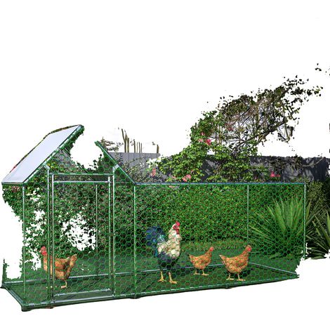Cage pour animaux, cadre en acier galvanisé, toit en PE imperméable, vert (1/2)