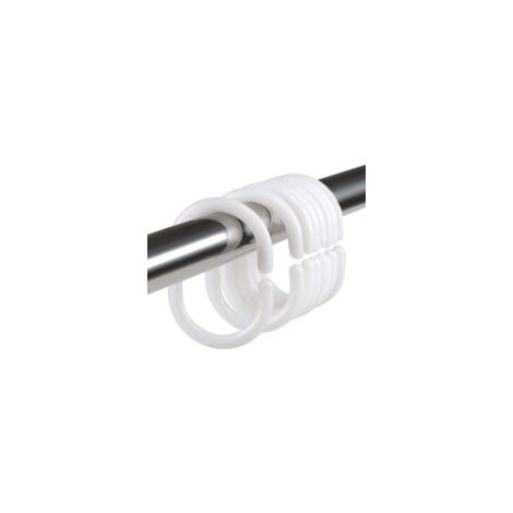 24 pcs Anneau Rideau Douche en Plastique, Accroche Rideau, Blanc, 4.5x2.8cm (1/5)
