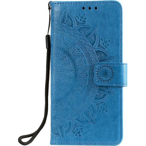 Étui portefeuille pour Samsung Galaxy S20 Ultra - Motif mandala bleu - Coque avec rangement cartes
