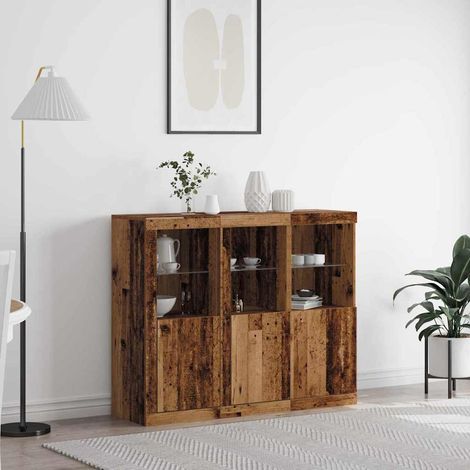 LED-Sideboard 3 pcs Altholz 123 x 37 x 100 cm Holzwerkstoff