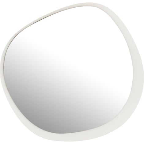 Miroir mural design blanc en métal et verre forme organique - Blanc mat organique (1/4)