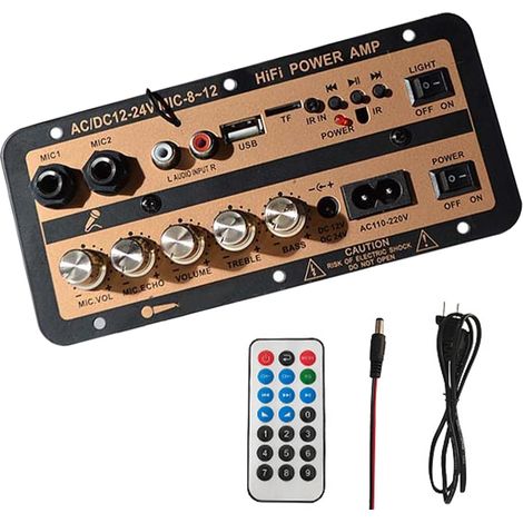 Carte d'amplificateur de voiture, carte d'amplificateur haute puissance - Module AMP du récepteur audio stéréo numérique 12V et 24V 24V,Carte d'enceintes sans fil avec télécommande, kit électronique p (1/5)