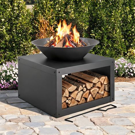 Brasero schwarz en metall 60 x 60 x 49,5 cm (1/5)
