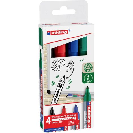 Edding 4-360-4-2 Kit marcatori per lavagne bianche Nero, Blu, Rosso, Verde 1 pz. (1/5)