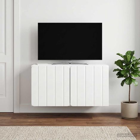 Meuble TV mural 59,5 x 31 x 30 cm Blanc brillant vidaXL (1/5)
