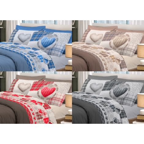 Completo Lenzuola Linea Pensieri Delicati 100% Cotone Disegno Love Mountain, misuraSingolocoloreGrigio (1/5)