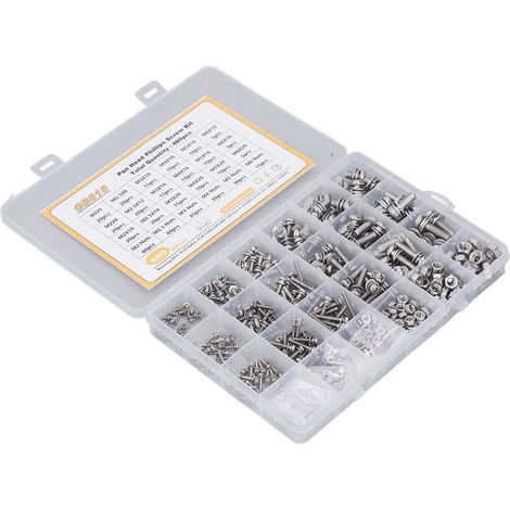 Kit de 480 vis à tête cylindrique cruciforme en acier inoxydable 304 avec écrous et rondelles assortis (M2, M2.5, M3, M4, M5, M6). (1/5)