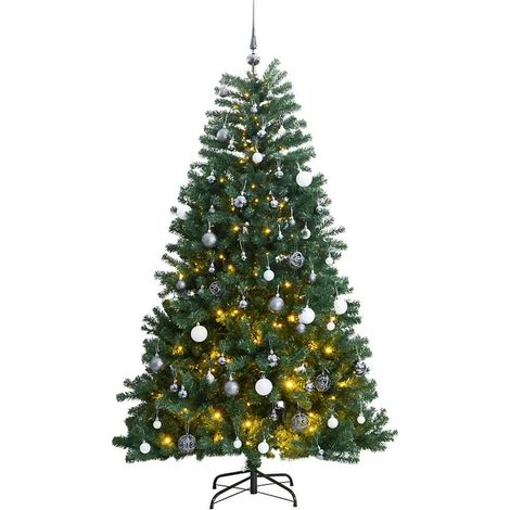 Sapin de Noël artificiel articulé 300 LED et boules 210 cm