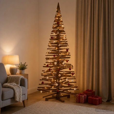 vidaXL Árbol de Navidad de madera KOTKA 240 cm Madera de Pino Maciza (1/5)