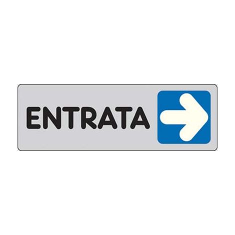 TARGA SEGNALETICA ADESIVA ENTRATA DX - VINILE CM 15X5- 10 pezzi