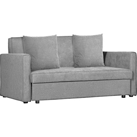 Snow Flannel Two-Seater Sofa Bed, Storage - Grey (1/5)