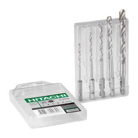 Set 5 forets à métaux HSS-G din 338 1/4" Ø3.4.5.6.8 L.76à117 HIKOKI 780465