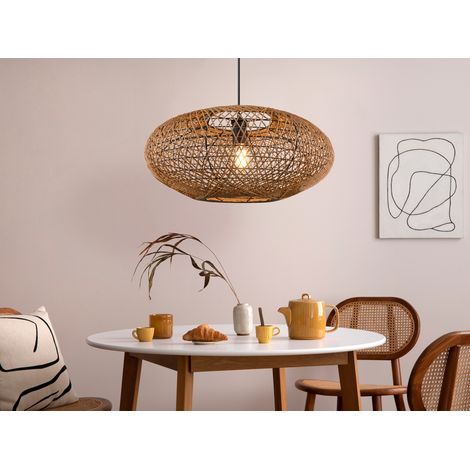 Große LED Pendelleuchte 1-flammig Korbgeflecht aus Sisal, Ø 52cm (1/5)