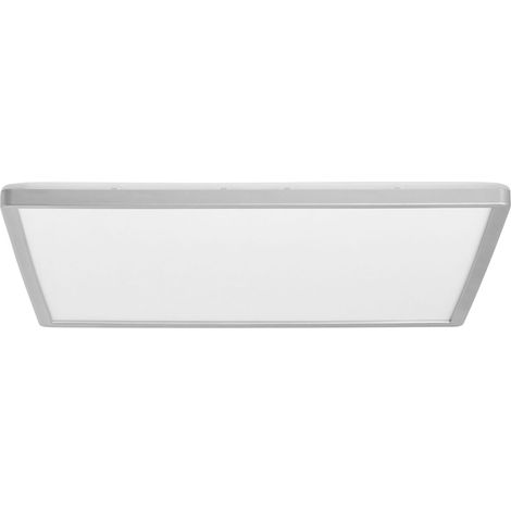 Beliani LED Ceiling Lamp Silver Polypropylene Square Panel Flush Mount Synthetic Material, Warm White, IP 44 (Waterproof), 42 x 42 x 3 cm TIVORA