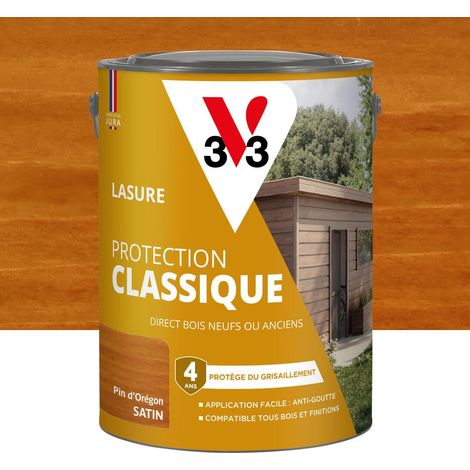 Lasure Bois extérieur Pin d'Orégon - Protection Classique 4 ans - Protège du grisaillement - Direct bois neufs ou anciens - Texture anti-goutte - 5L (1/5)