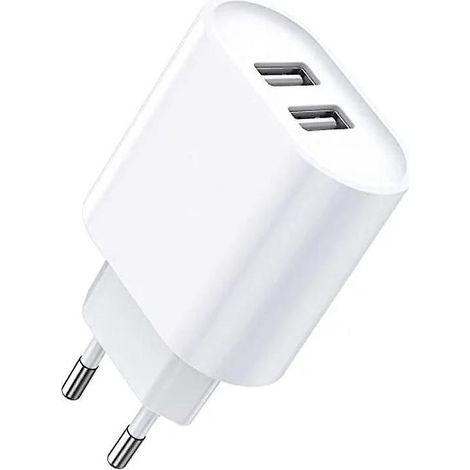 blanc ,cble De Donnes Non Inclus, Chargeur Secteur Usb 2 Ports 2.4a Avec Technologie Intelligente Compatible Avec Iphone 14 Pro Max 13 Pro 12 11 X (1/5)