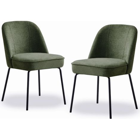 JYMTOM Lot de 2 chaises de salle à manger, haute résilience avec coussin à ressorts, dossier ergonomique incurvé avec pieds en métal pour salon, cuisine et chambre à coucher-Vert