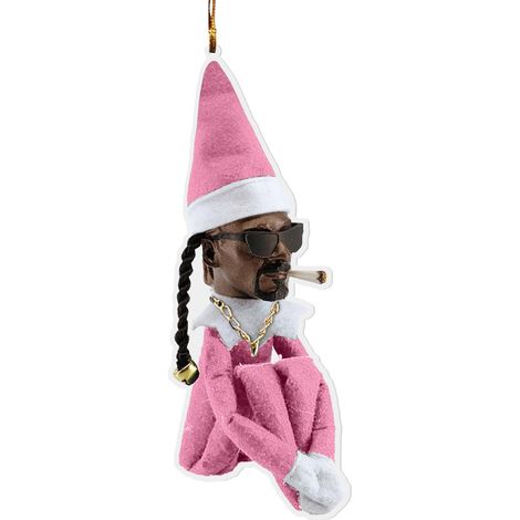 Eine rosafarbene Weihnachtselfenpuppe ragt aus einem Anhänger. (1/2)