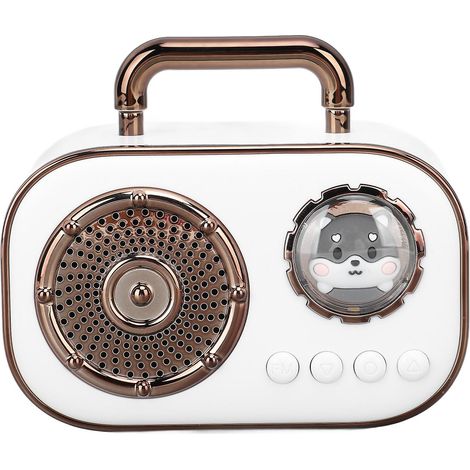 Mini enceinte Bluetooth sans fil USB - Caisson de basses portable pour l'extérieur et la voiture - Forme dessin animé blanche (1/5)