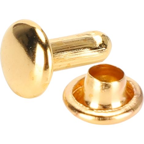 200 rivets à double tête ronde, 6 x 8 mm, alliage, noir ou doré imitation, pour chaussures sacs et vêtements en cuir (1/5)