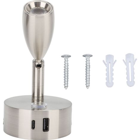 Lampada da lettura a LED da 12 a 24 V CC, ad alta luminosità, a risparmio energetico, ideale come lampada da comodino per camper, camion, autocaravan, yacht, con finitura nichelata. (1/4)