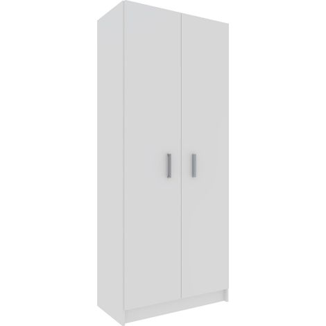Armadio Armadietto Multiuso A Colonna Paige con 2 Ante e 5 Ripiani Ingresso Camera da Letto 73 x 180 x 37 cm Colore Bianco (1/5)