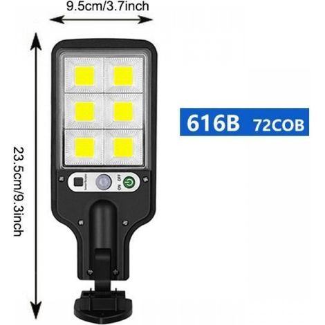 Lampadaire extérieur solaire LED avec capteur de mouvement - 616B 72COB